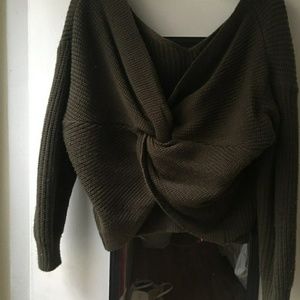 Knit Sweated Crop Top with Knotted Back